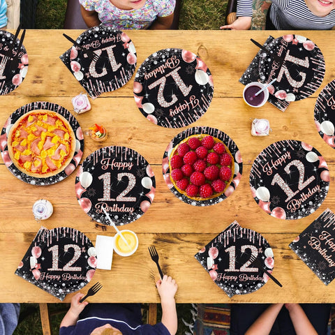 Happy 12th Birthday Plates & Napkins - 96 Pcs - view 7
