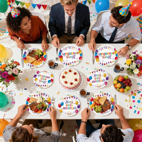 Happy Work Anniversary Party Plates & Napkins - 96 Pcs image 8