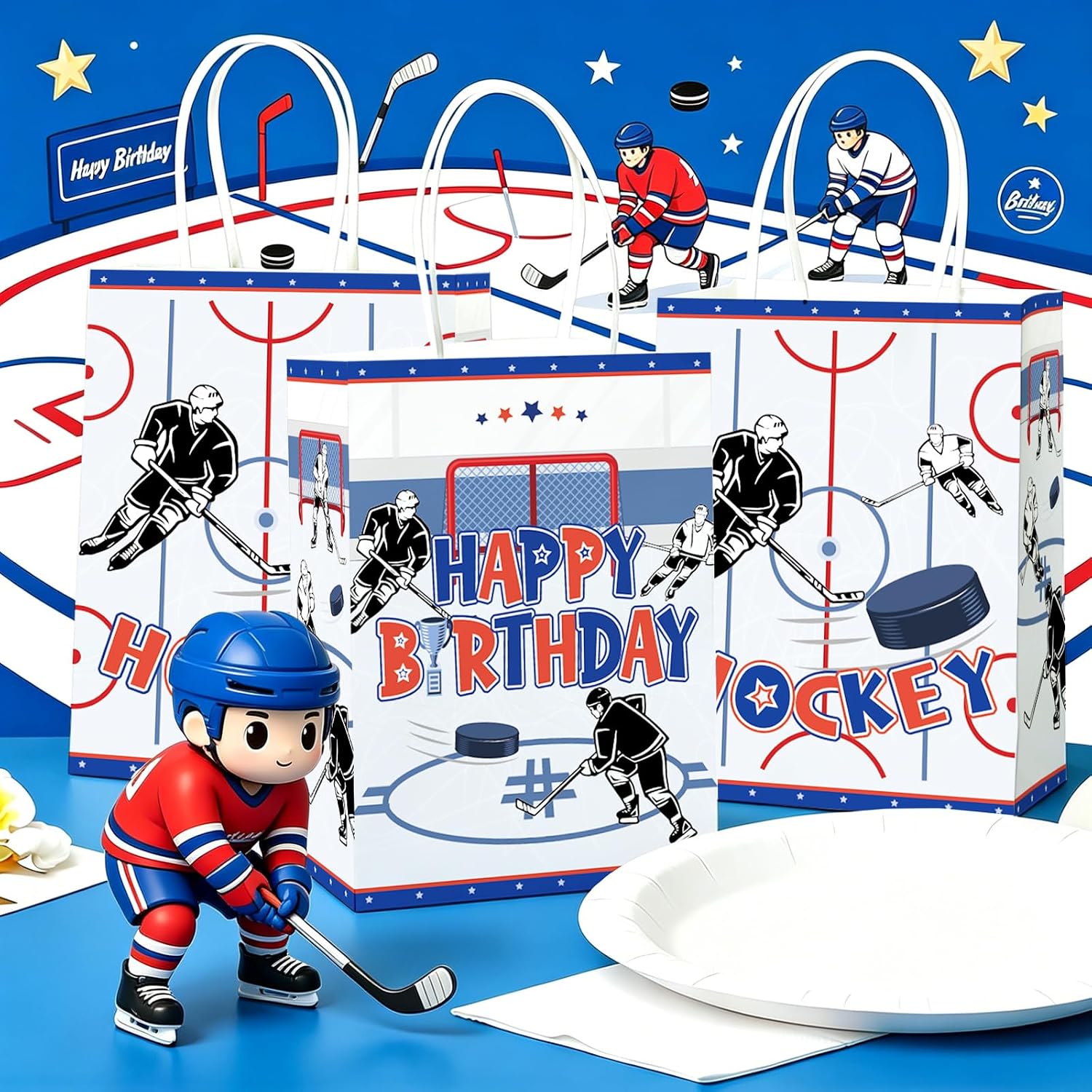 Hockey candy treat bags birthday party