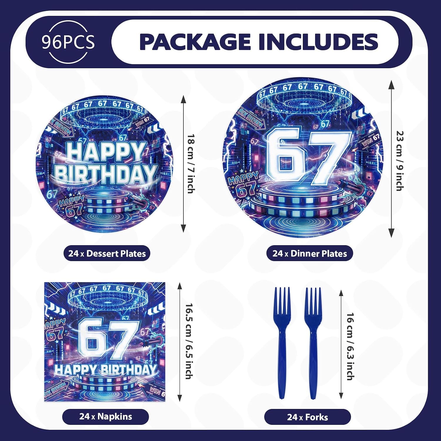 I Was 6 Now I'm 7 Birthday Plates & Napkins - 96 Pcs image 2