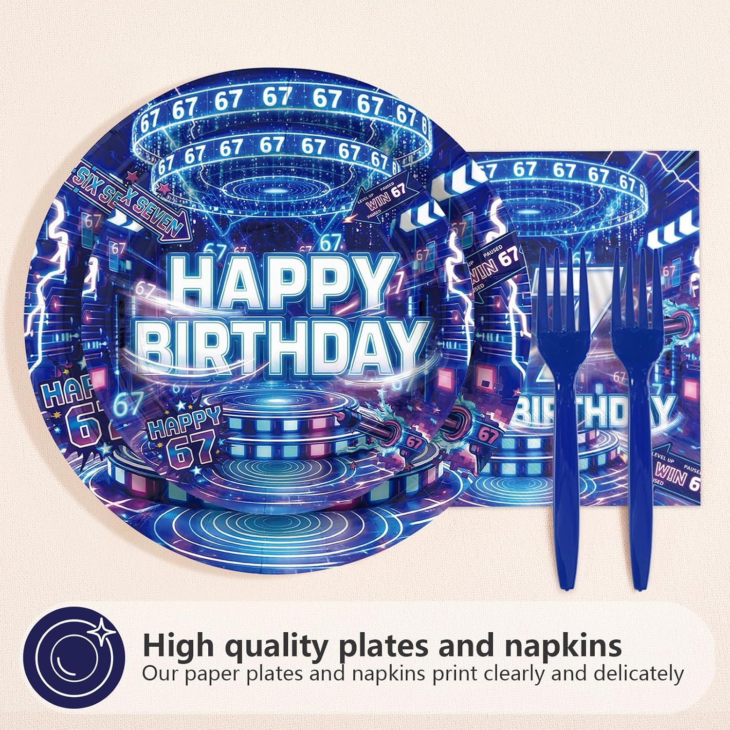 I Was 6 Now I'm 7 Birthday Plates & Napkins - 96 Pcs image 3