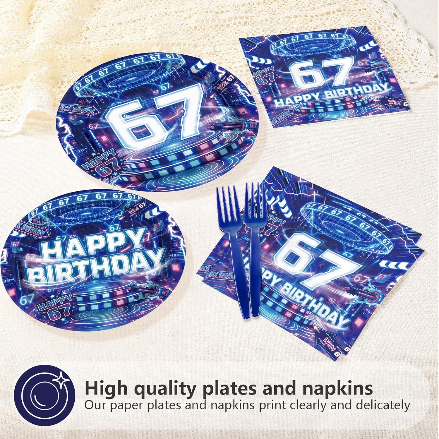 I Was 6 Now I'm 7 Birthday Plates & Napkins - 96 Pcs image 4