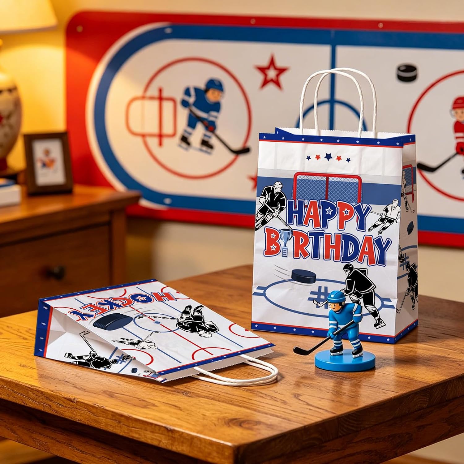 Ice hockey party favor bags 16 pieces