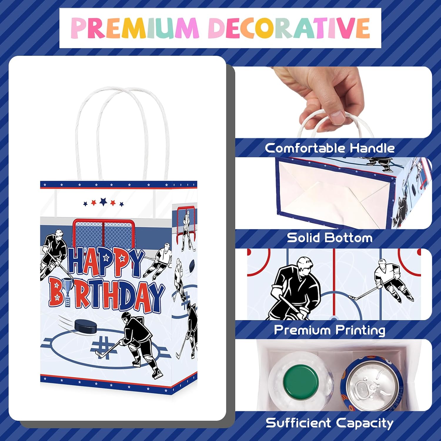 Ice hockey party favor bags sports theme