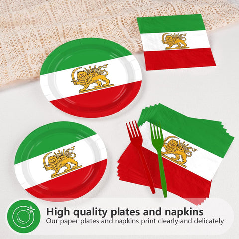 Old historic Iran flag dessert plates 7 inch detail