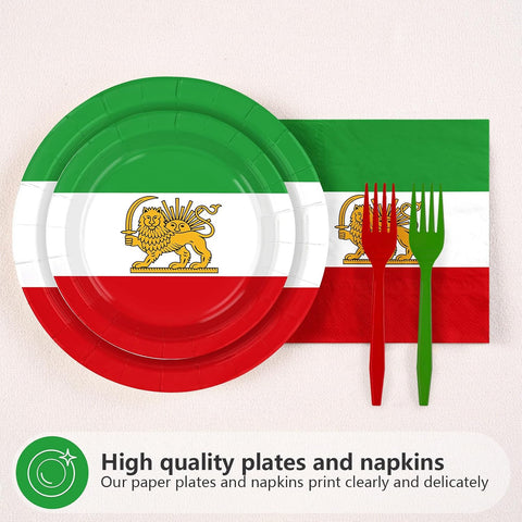 Iran lion sun dinner plates 9 inch green white red