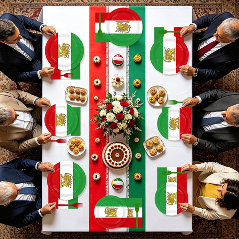 Old historic Iran flag disposable plates premium quality