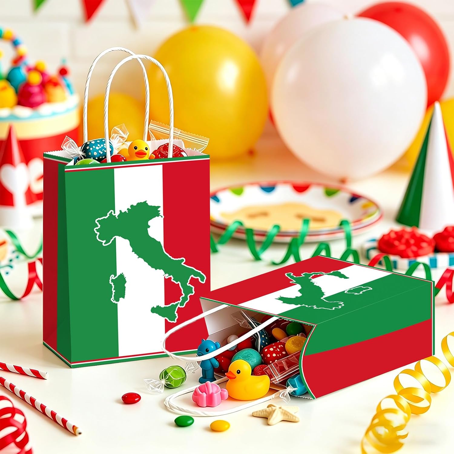 Italian flag birthday goodie bags 16 pieces
