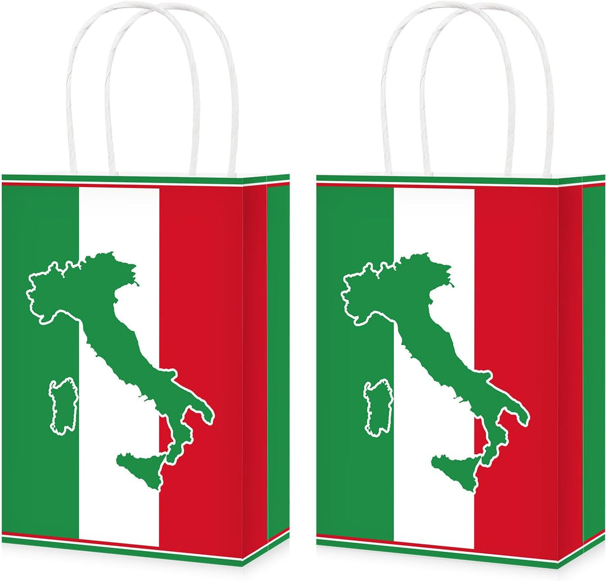 Italian flag goodie bags green white red