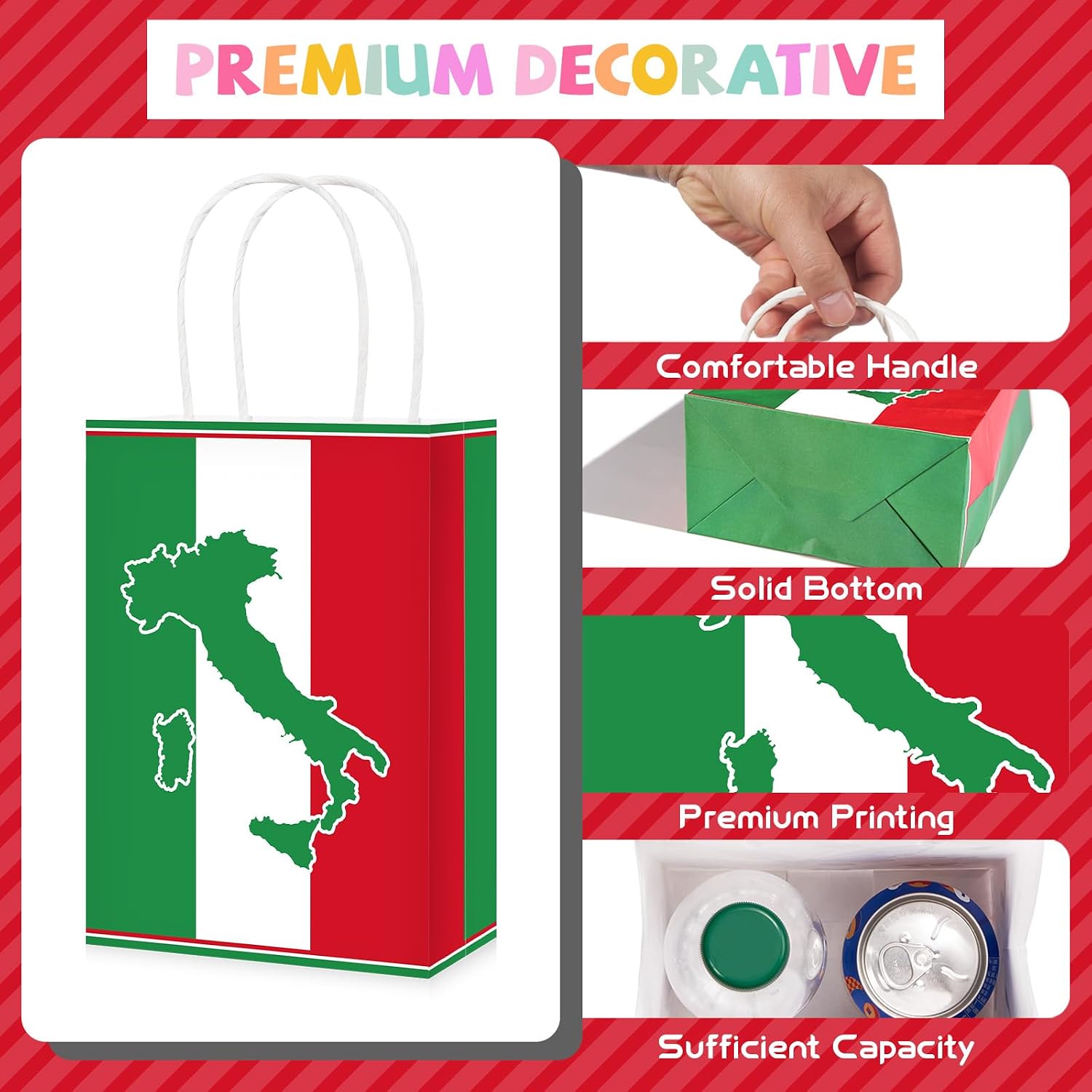 Italian party favor bags flag theme birthday