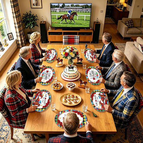 Kentucky Derby diamond plaid oval paper plates 10x12 inch jockey horse racing - view 5