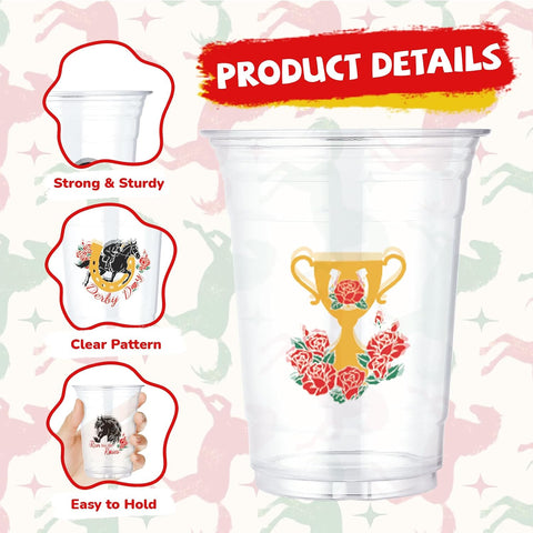 Kentucky Derby mint julep plastic cups 16 oz bulk 100 pack - view 3