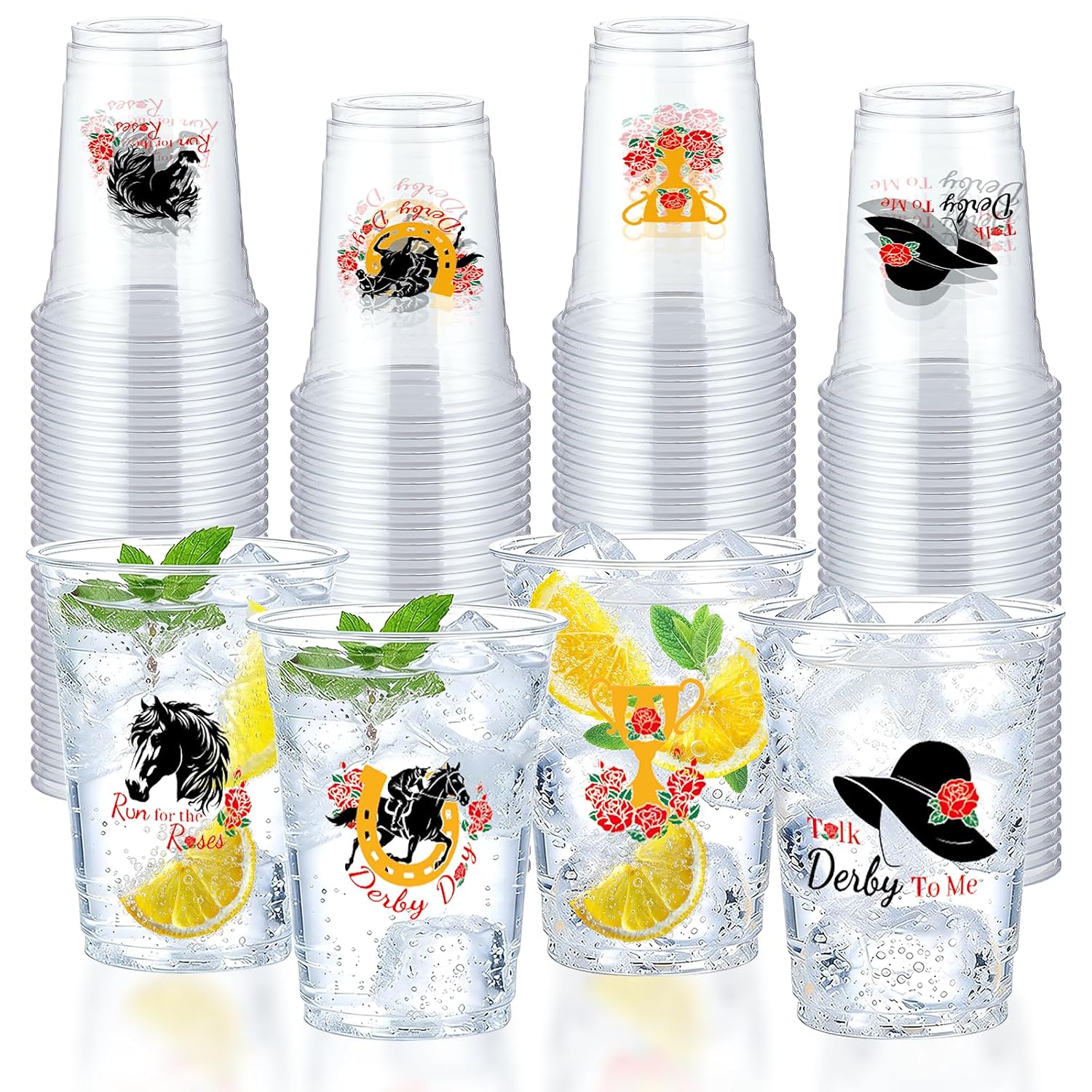 Kentucky Derby mint julep plastic cups 16 oz bulk 100 pack