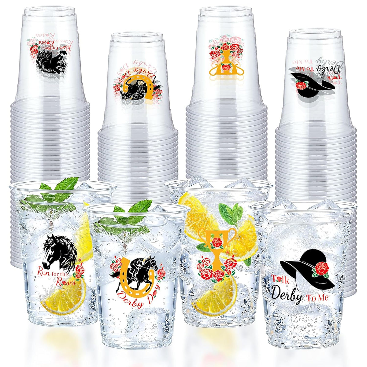 Kentucky Derby mint julep plastic cups 16 oz bulk 100 pack