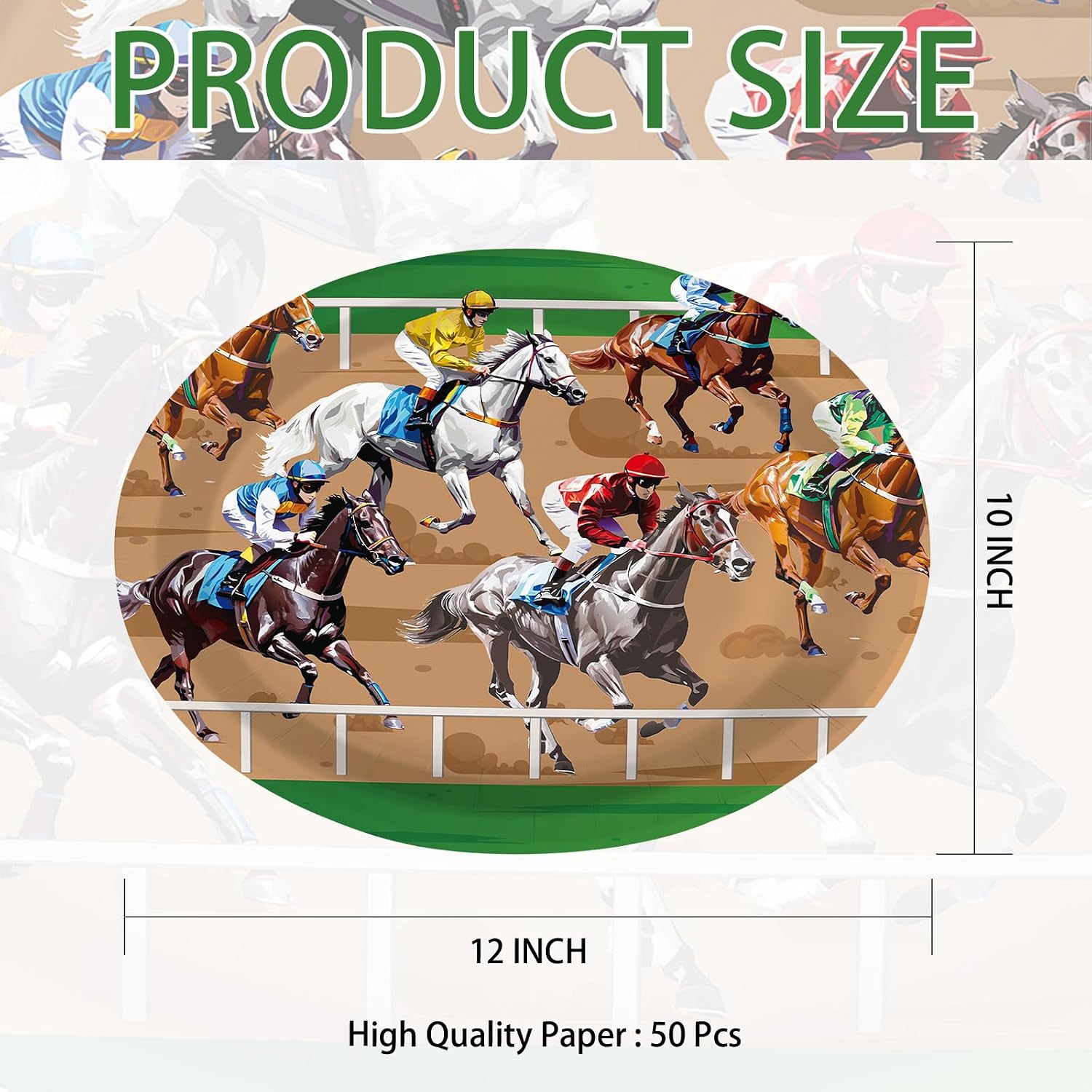 Kentucky Derby oval paper plates 10x12 inch horse racing platters - view 2