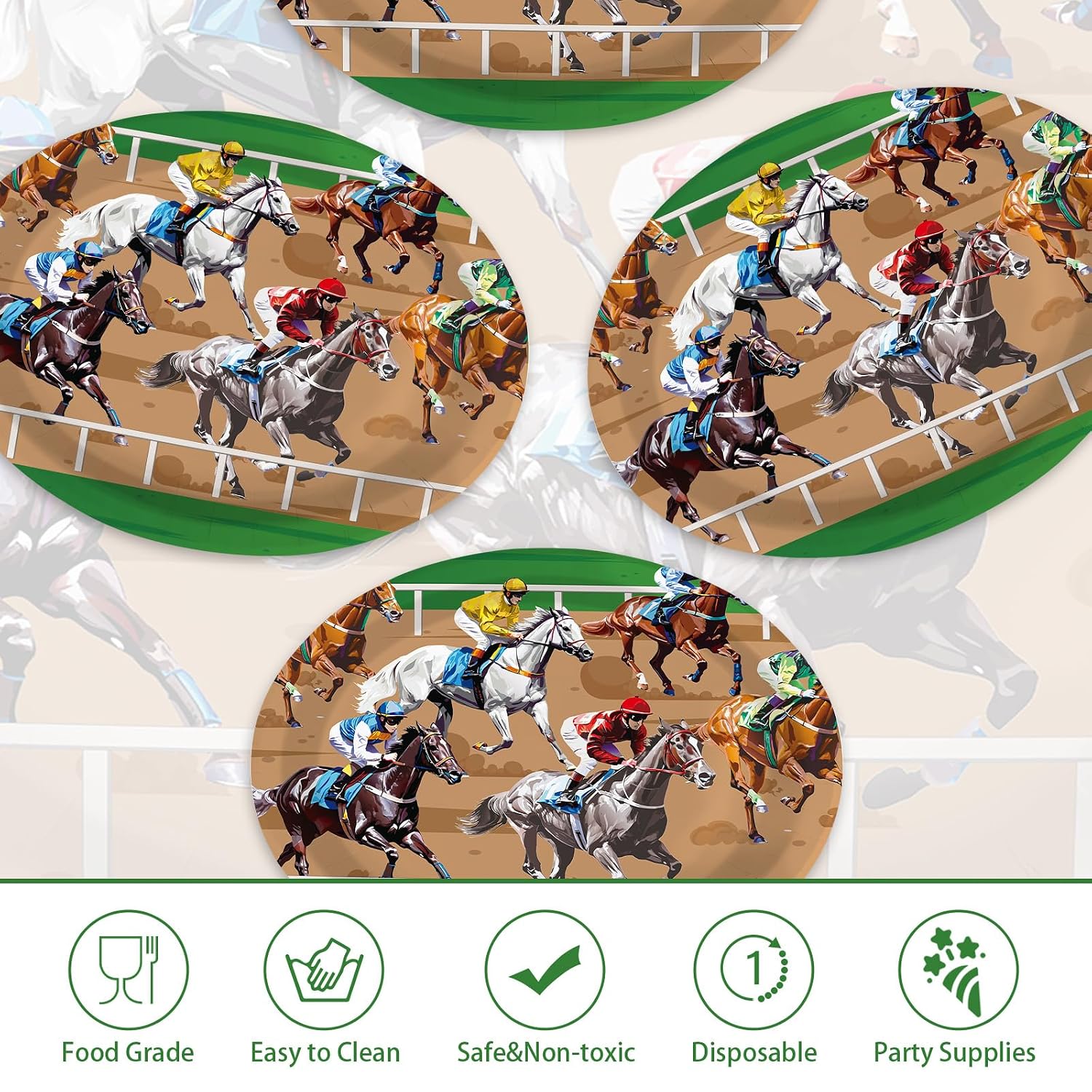 Kentucky Derby oval paper plates 10x12 inch horse racing platters - view 3