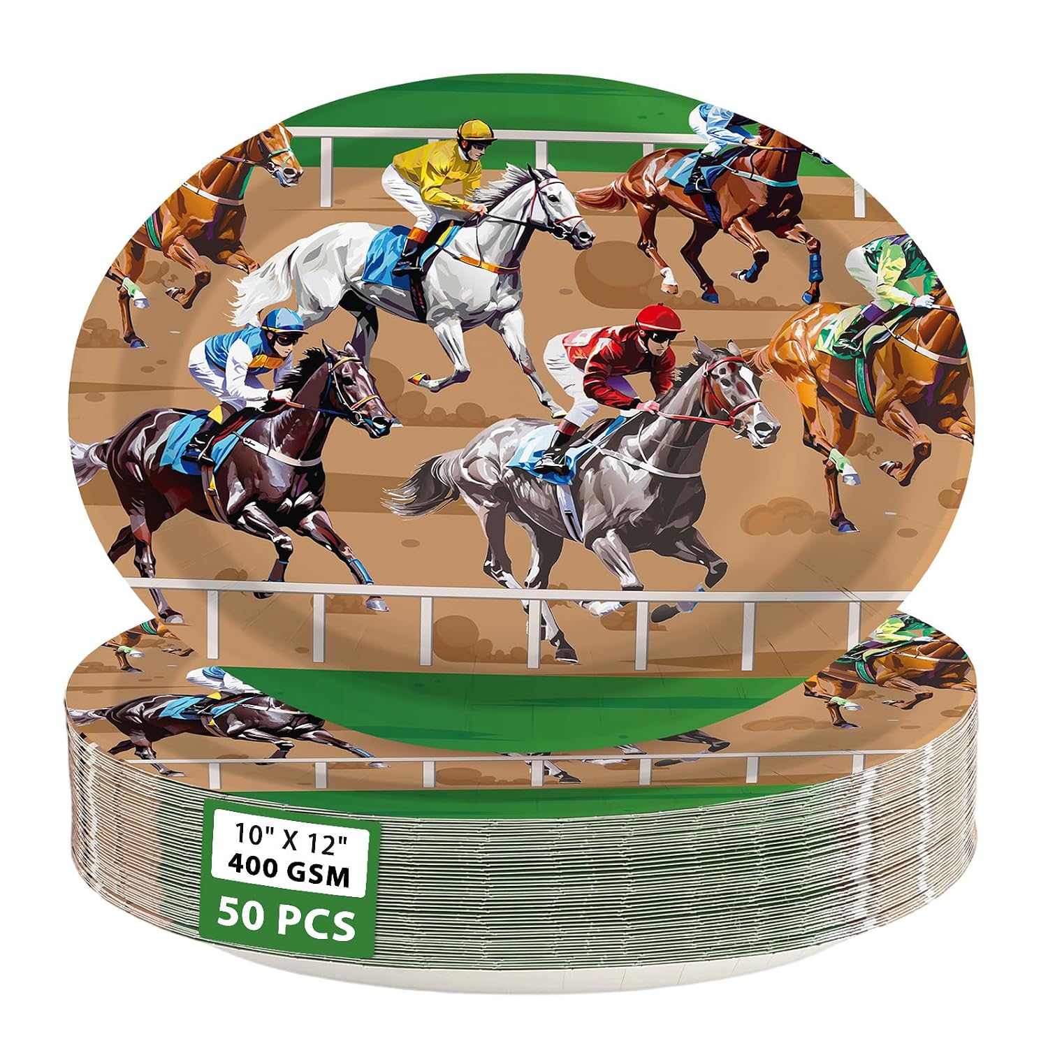 Kentucky Derby oval paper plates 10x12 inch horse racing platters