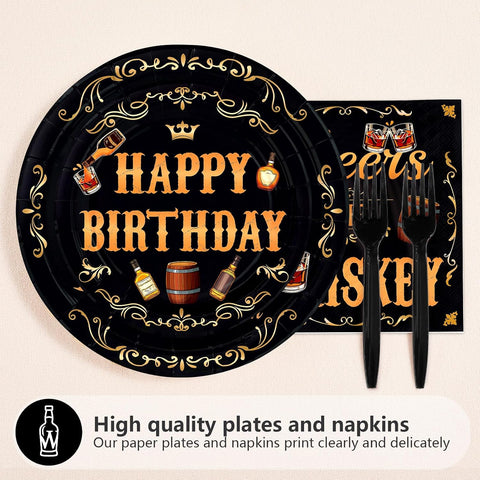 Legal Whiskey 21st Birthday Plates & Napkins Set - 96 Pcs - Grencian