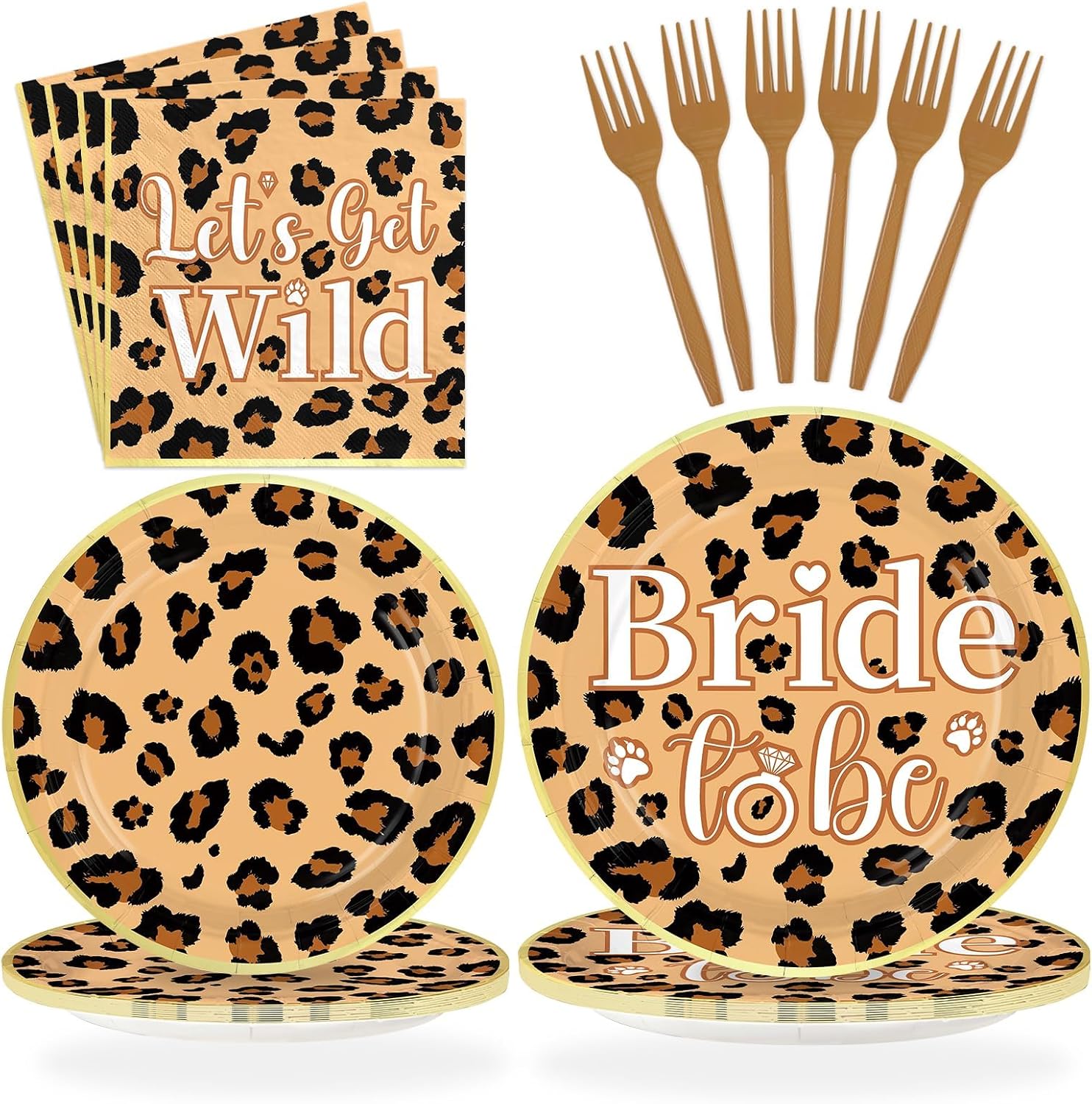 Leopard Print Bachelorette Plates & Napkins - 96 Pcs image 1