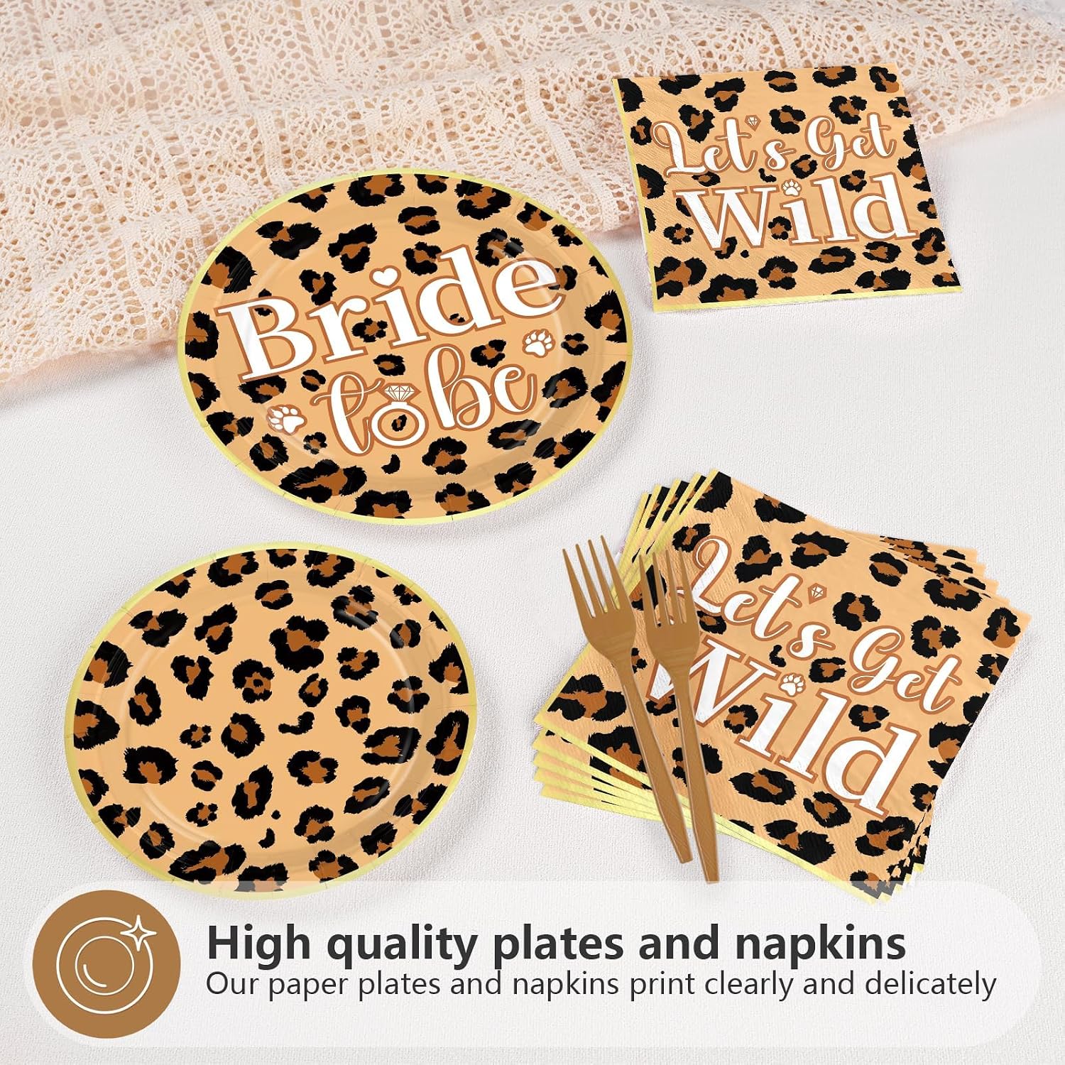 Leopard Print Bachelorette Plates & Napkins - 96 Pcs image 3