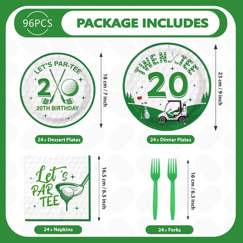 Lets par tee golf themed napkins 6.5 inch green white