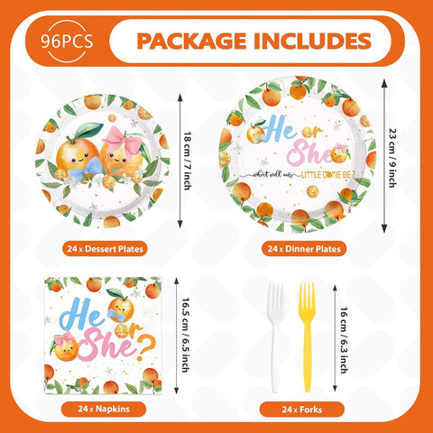 Little Cutie Gender Reveal Plates & Napkins Set - 96 Pcs image 5