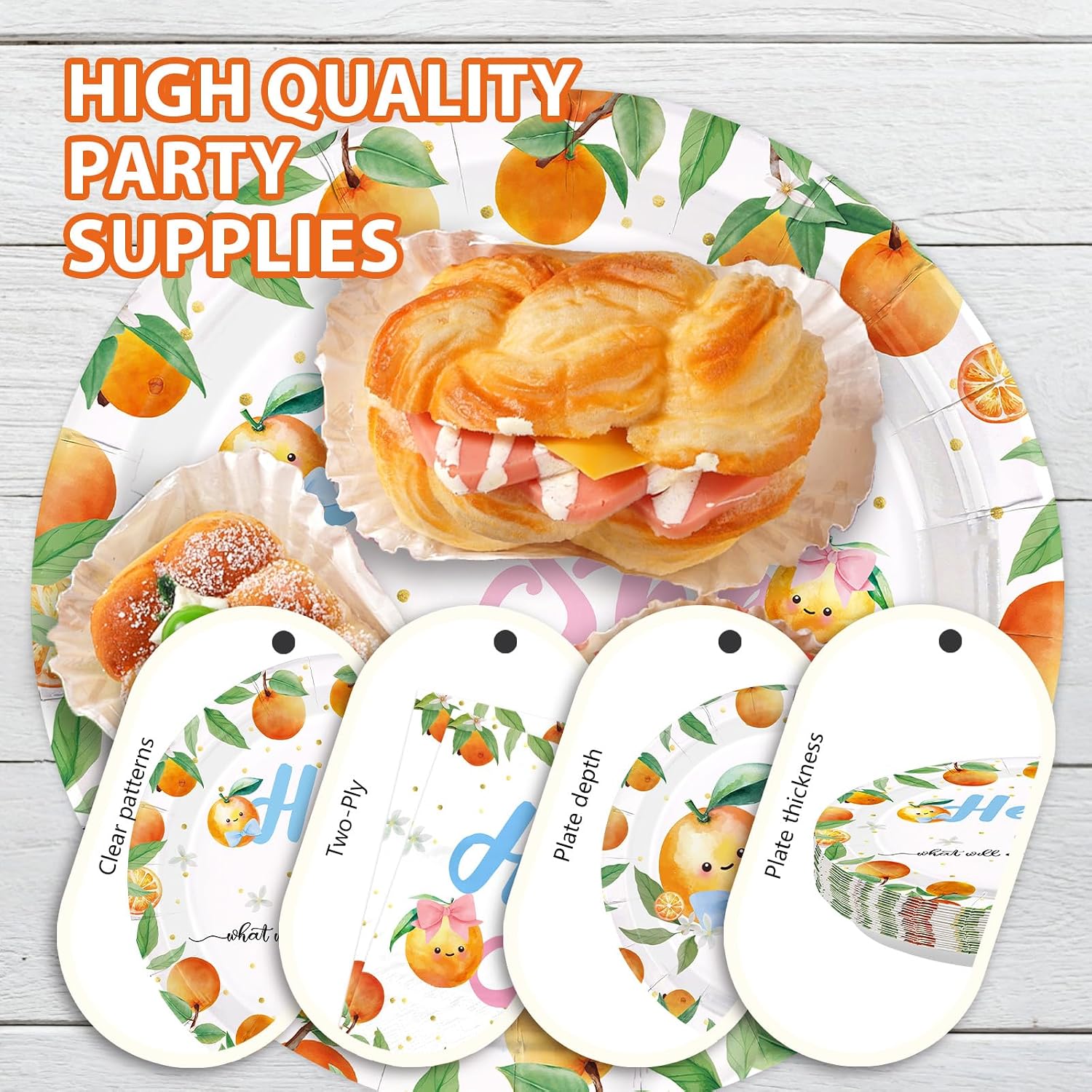Little Cutie Gender Reveal Plates & Napkins Set - 96 Pcs image 6