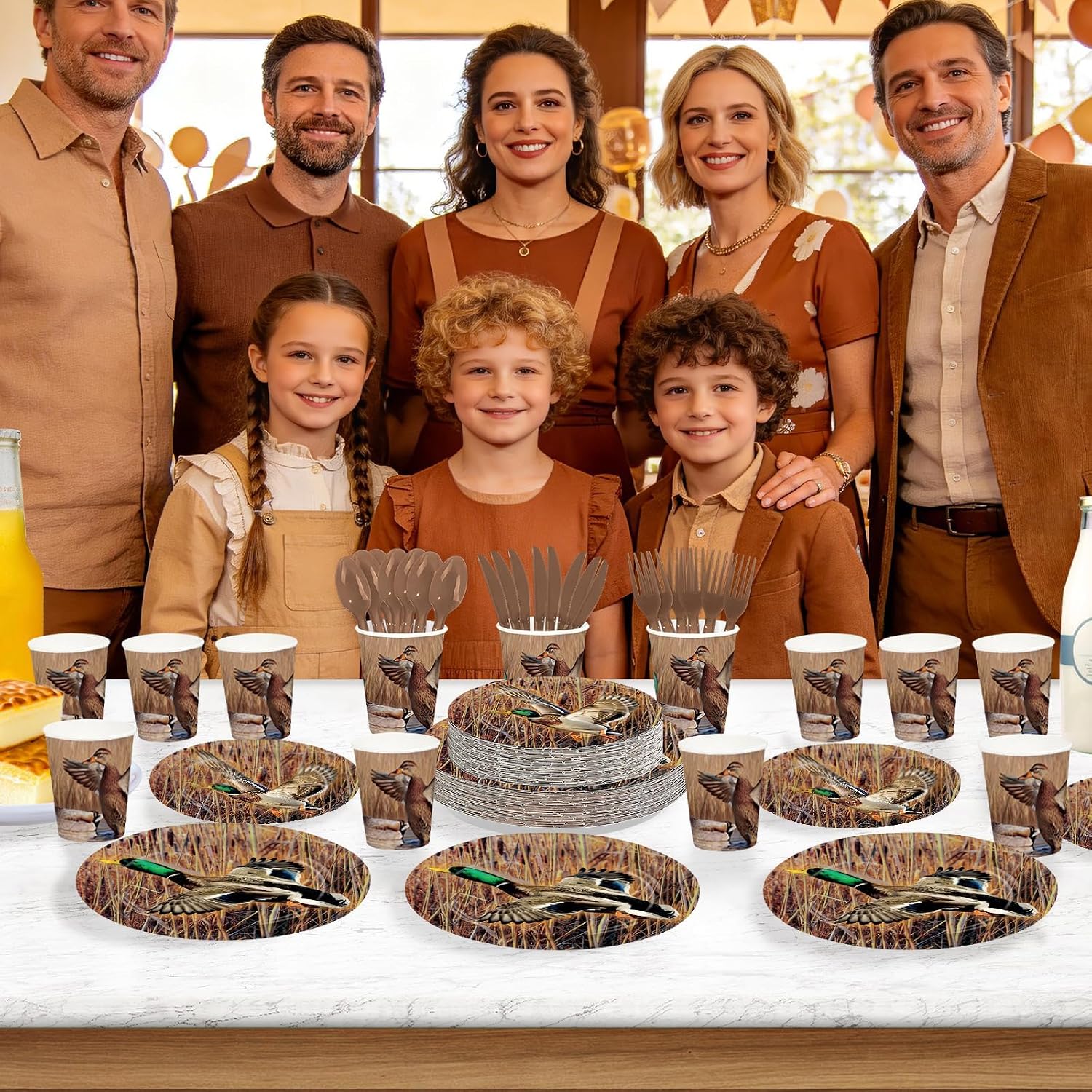Mallard Duck Hunting Party Plates and Napkins Set - 96 Pcs Serves 24 - Grencian