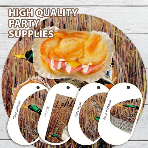 Mallard Duck Hunting Party Plates and Napkins Set - 96 Pcs Serves 24 - Grencian