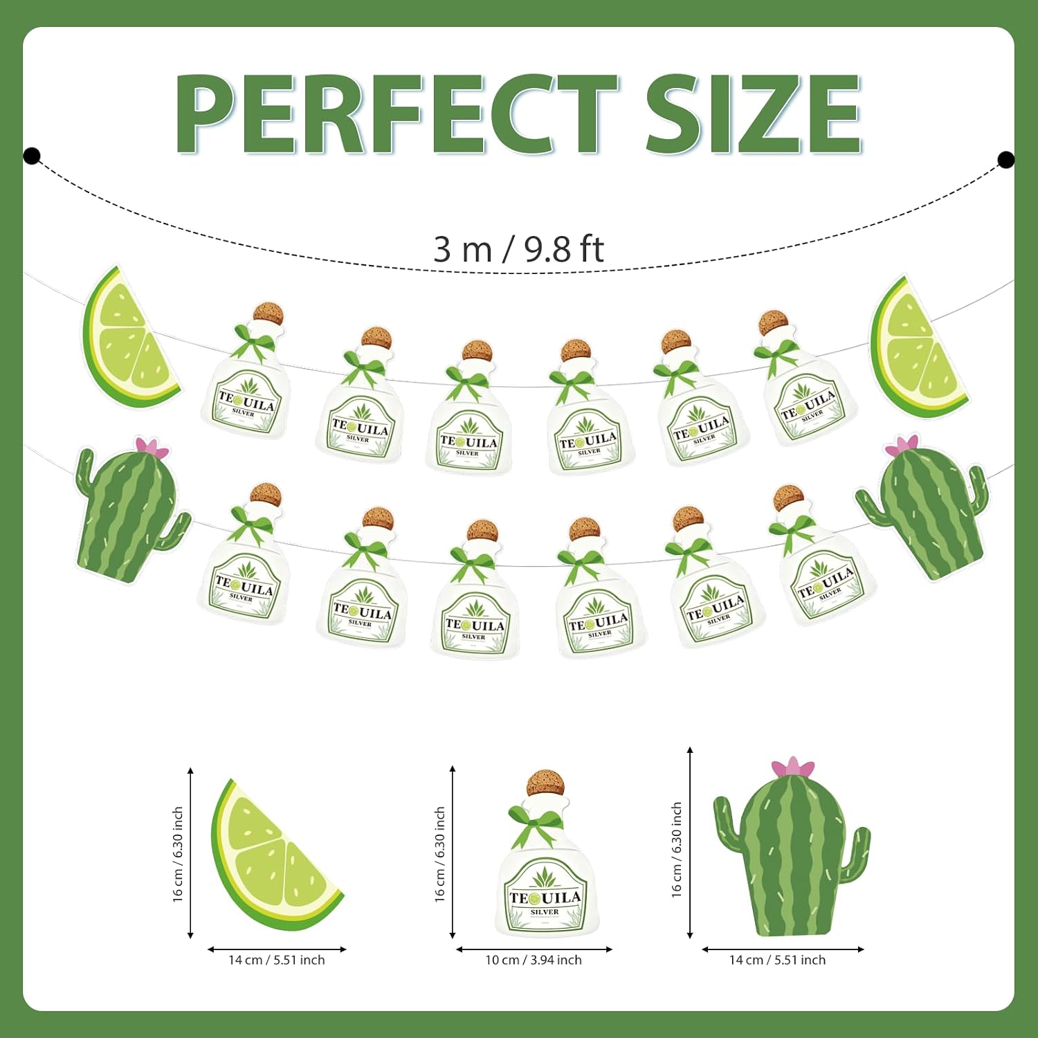 Margarita Birthday Banner - Tequila Lime Party Decorations for Bachelorette - Grencian