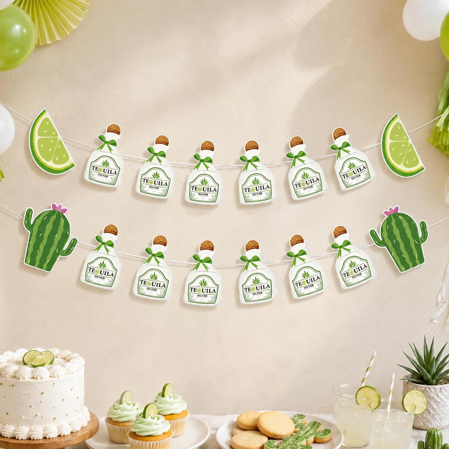 Margarita Birthday Banner - Tequila Lime Party Decorations for Bachelorette - Grencian
