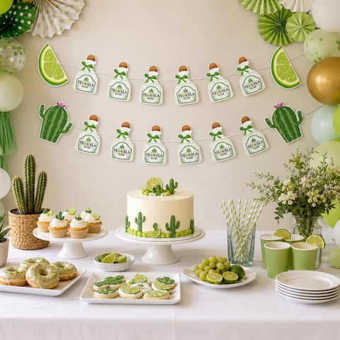 Margarita Birthday Banner - Tequila Lime Party Decorations for Bachelorette - Grencian