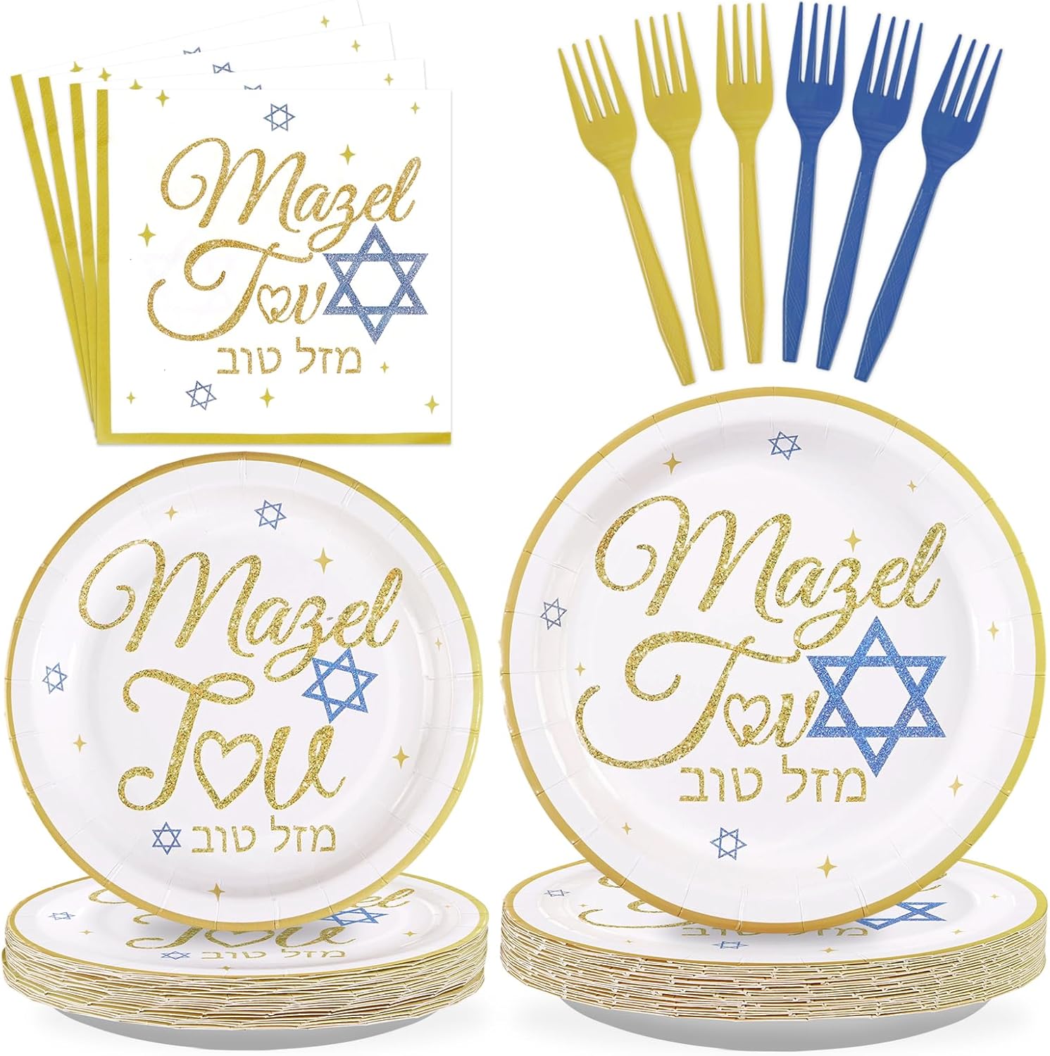 Mazel Tov Congratulations Plates & Napkins - 96 Pcs image 1