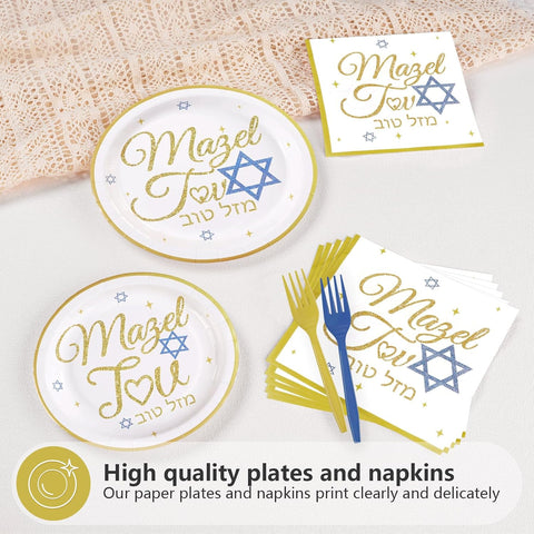 Mazel Tov Congratulations Plates & Napkins - 96 Pcs image 4