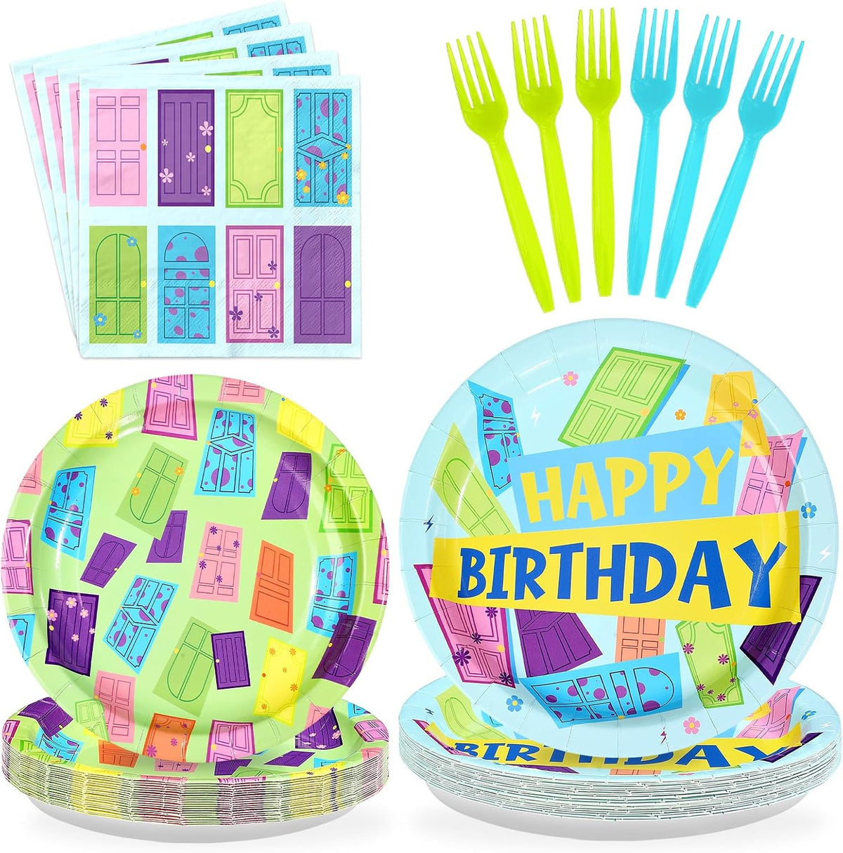 Monster Birthday Plates & Napkins Set - 96 Pcs image 1