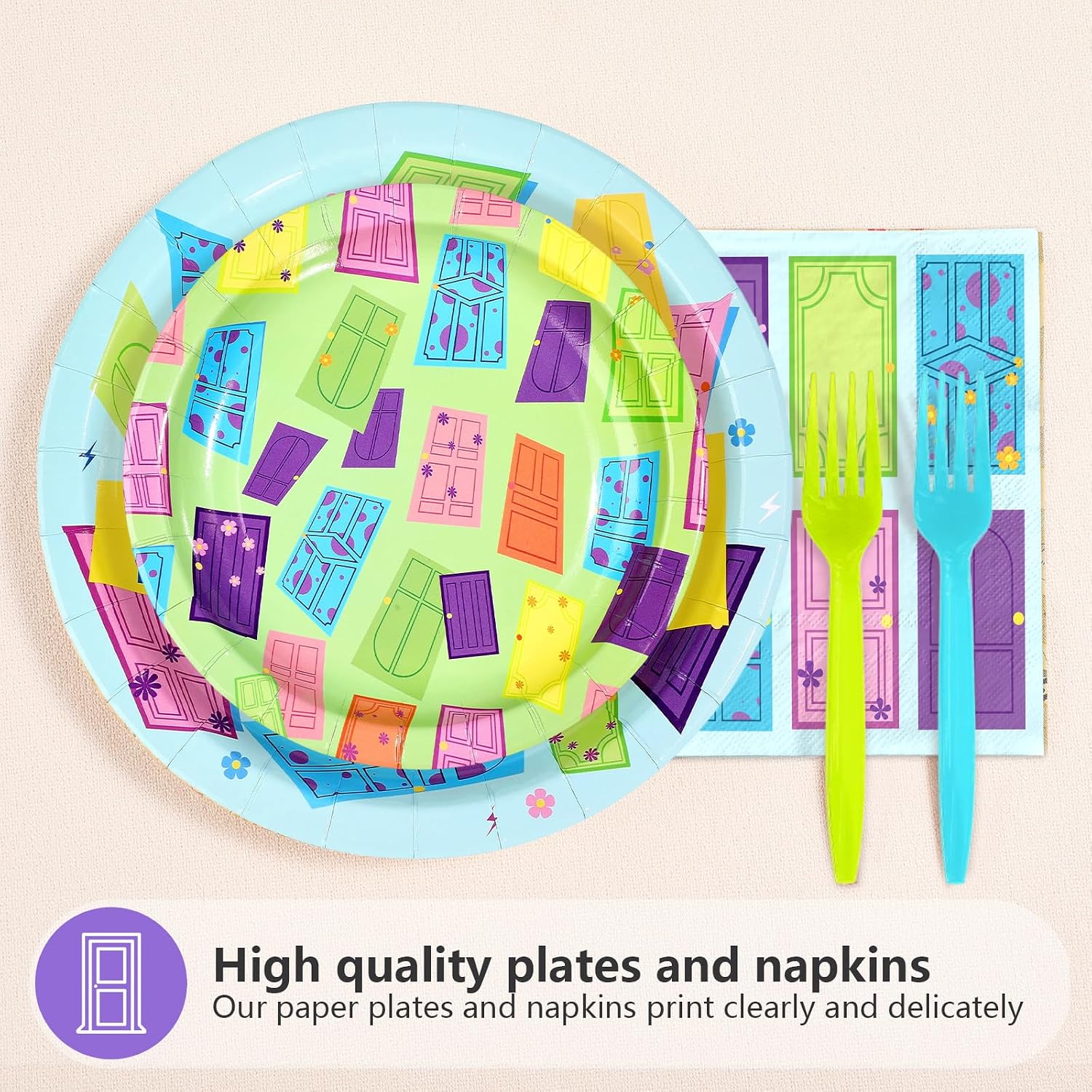 Monster Birthday Plates & Napkins Set - 96 Pcs image 3