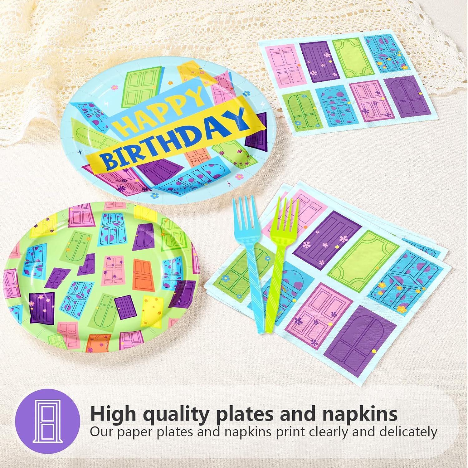 Monster Birthday Plates & Napkins Set - 96 Pcs image 4