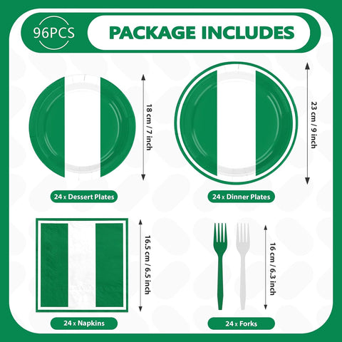 Complete Nigeria flag party tableware set for 24 guests