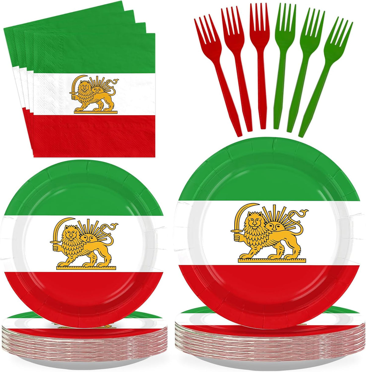 Old historic Iran flag party plates and napkins set 96 pieces