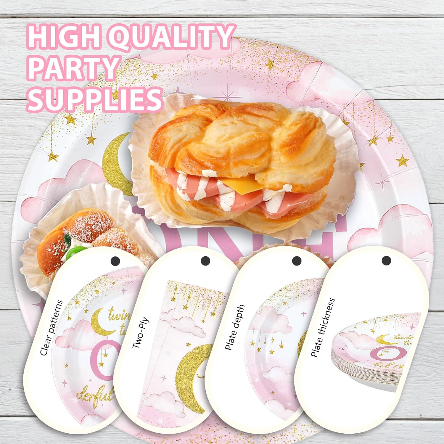 Over The Moon 1st Birthday Plates & Napkins Set - 96 Pcs image 6
