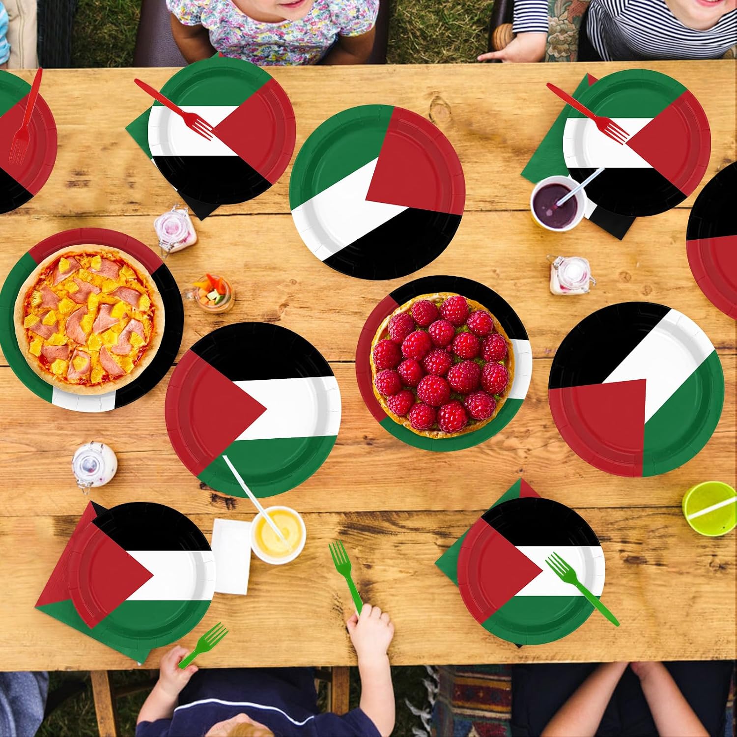 96 Pcs Palestine Flag Party Plates and Napkins - Grencian