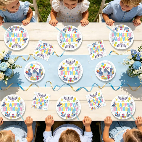 Pigeon Birthday Plates & Napkins Set - 96 Pcs image 8