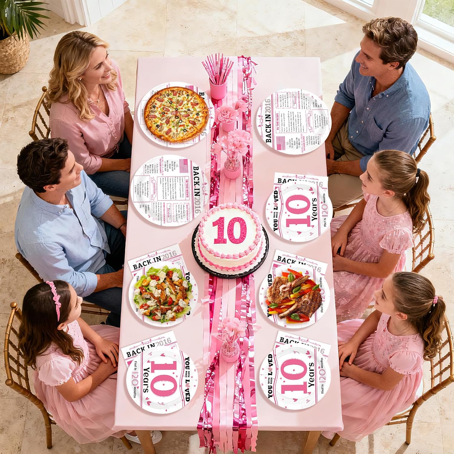 Pink 'Back in 2016' 10th Birthday Plates & Napkins - 96 Pcs - image 7