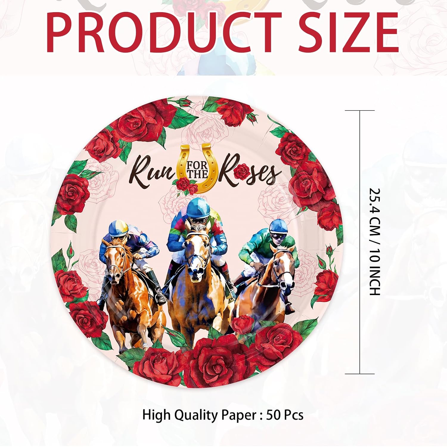 Pink Kentucky Derby Run for the Roses paper plates 10 inch - view 2