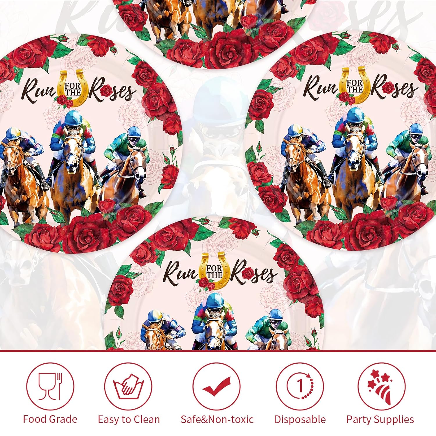 Pink Kentucky Derby Run for the Roses paper plates 10 inch - view 3