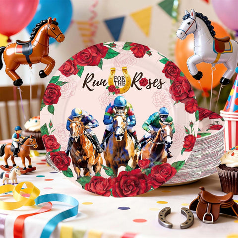 Pink Kentucky Derby Run for the Roses paper plates 10 inch - view 7