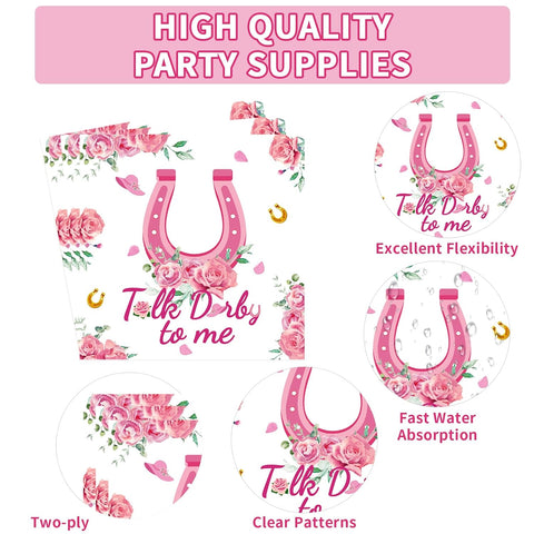 Pink Kentucky Derby plates and napkins tableware set 200 pcs serves 50 - view 5