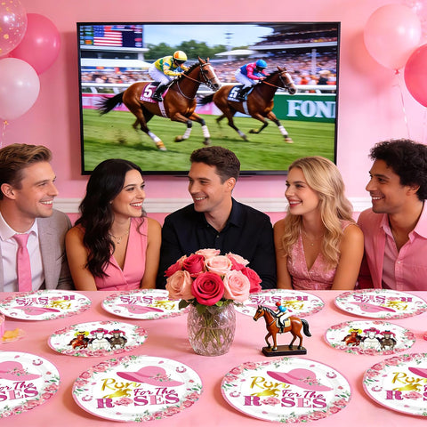 Pink Kentucky Derby plates and napkins tableware set 200 pcs serves 50 - view 6