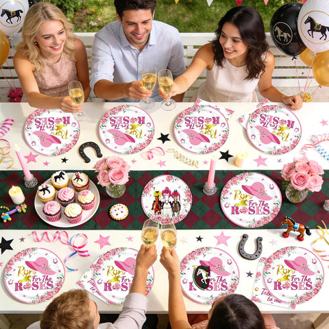Pink Kentucky Derby plates and napkins tableware set 200 pcs serves 50 - view 8