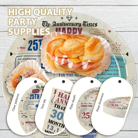 Retro 25th Anniversary Plates & Napkins Set - 96 Pcs image 6